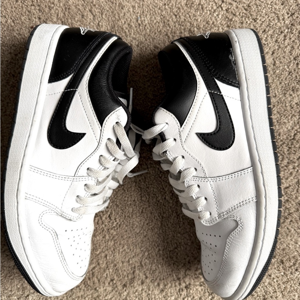 Jordan One Low size 7.5-one year old, worn 3 times. White with black and Jordan